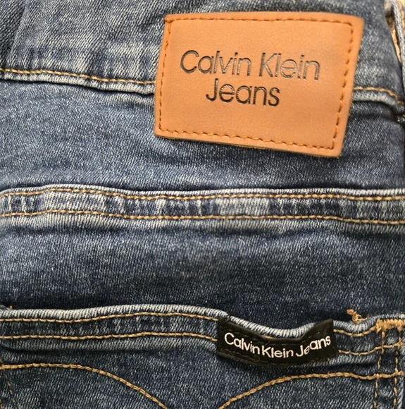 Calvin Klein Blue Mid Rise Skinny Jeans with Subtle Fading - Picture 6 of 7